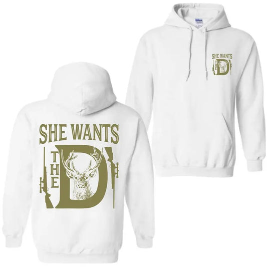 Rude Hunting Hoodie, Crewneck Sweatshirt and Tee for Men - She Wants The Deer Hunting Shirt - Menswear, Classic