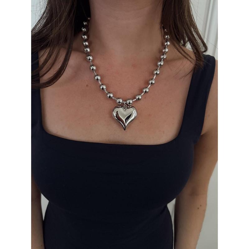 SILVER BUBBLE HEART NECKLACE
