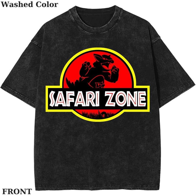 Safari Zone pokemon Graphic T-Shirt, Pokemon T-Shirt, PKM Shirt, Anime Funny Shirt, Vintage Tee Streetwear Shortsleeve Printed Womenswear