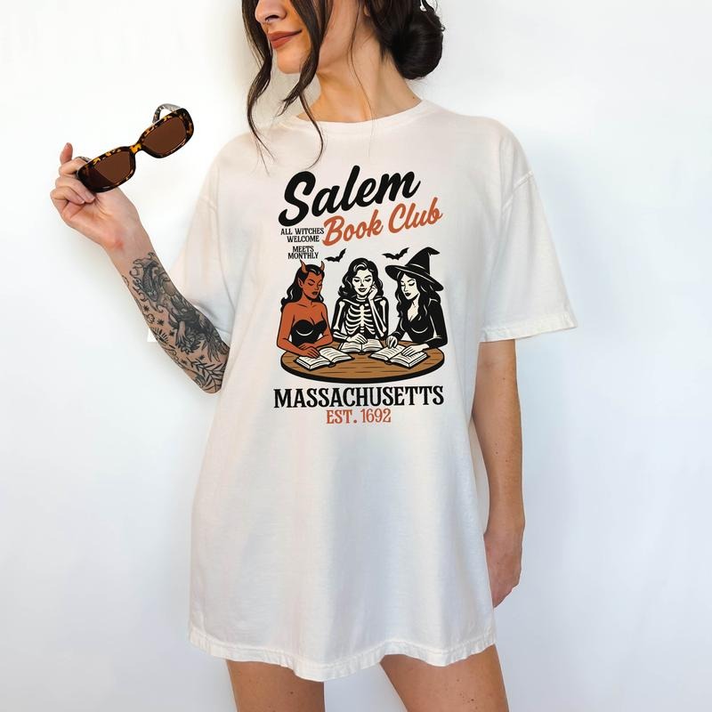 Salem Book Club- T-Shirt, Unisex T-Shirt, Funny Tee, Comfortable Shirt, Hallowen Theme