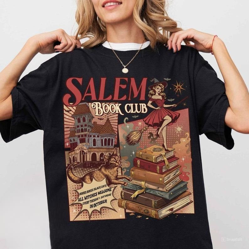 Salem Book Club Shirt, Bookish Halloween Tee, Book Lover Shirt, Salem Witches, Spooky Season Ghost Shirt