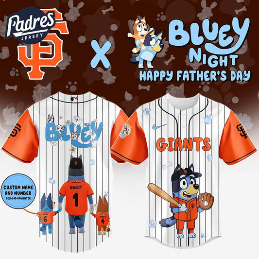 San Francisco Giants MLB x Bluey Happy Fathers Day Custom Baseball Jersey - Padres Jersey Oasis: Elevate Your Baseball Style Game