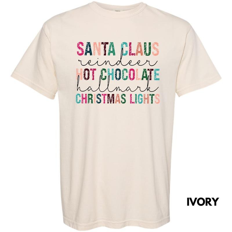 Santa Claus Hot Chocolate Words Comfort Colors T-Shirt