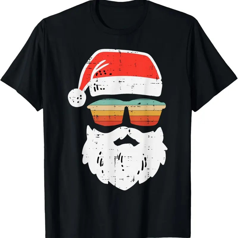 Santa Face Retro Sunglasses Christmas Xmas Men Women Kids T-Shirt
