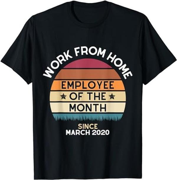 Sarcastic Work Shirts, Work From Home Employee of the Month Vintage style T-Shirt Menswear Topstyle{n002}2