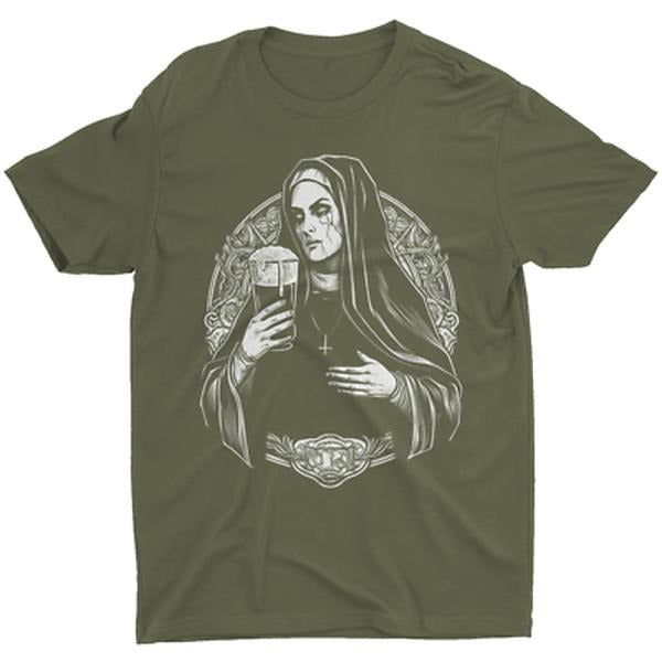 Satanic Unholy Nun Occult Gothic Evil Bad Nun T Shirt Beer Vintage, Funny T-shirt, Vintage Graphic Tee