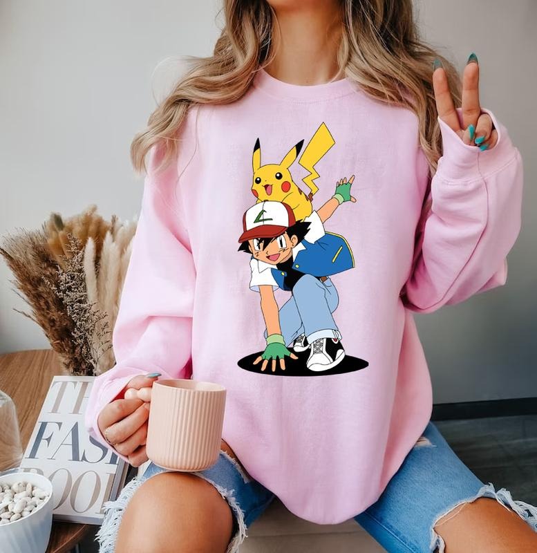 Satoshi and Pikachu Sweatshirt Tshirt Hoodie, Satoshi Pokemon Sweater, Pokemon Sweatshirt, Pokemon Anime Shirt, Anime Sweater, Satoshi Pikachu Hoodie, Satoshi Shirt, Pikachu Shirt