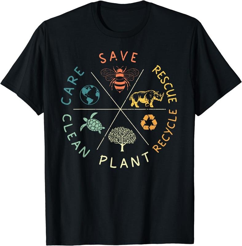 Save Bees Rescue Animals Recycle Plastic Earth Day Vintage T-Shirt