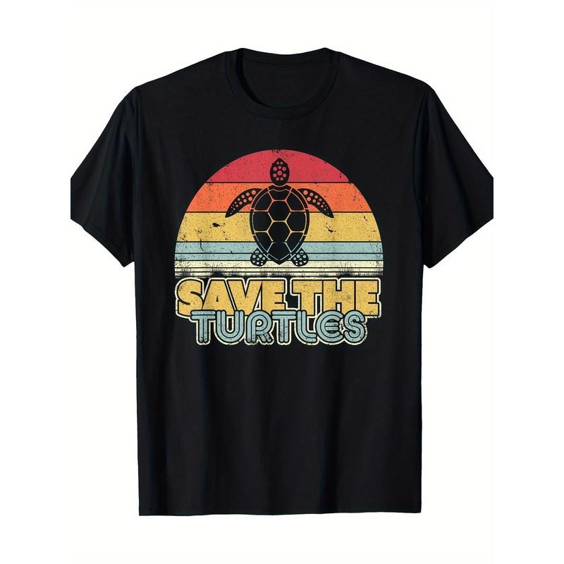 Save The Turtles Shirt. Retro Style Turtle T-Shirt 100% Cotton Made in USA