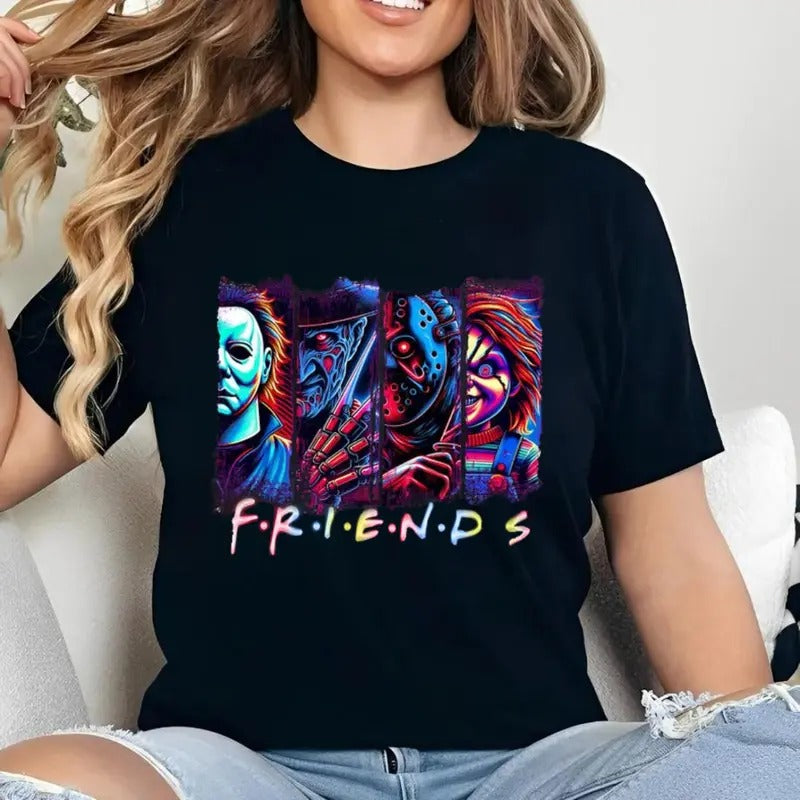 Scary Halloween Movie Neon Shirt, Halloween Horror Movie Sweatshirt, Horror Movie Shirt, Sarcastic Graphic Tee, Unisex Classic Cotton Tee, For Men, For Women