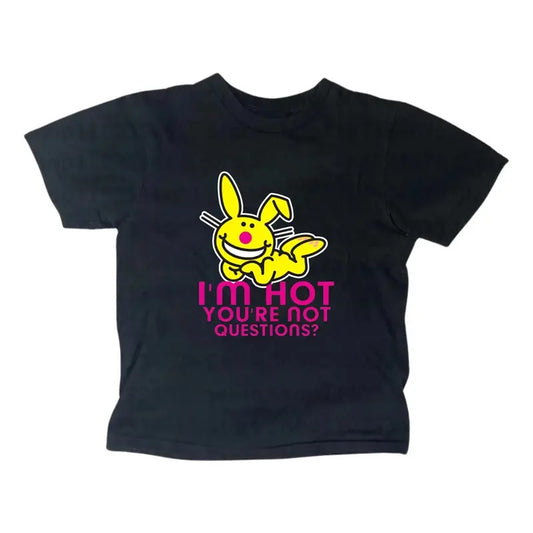 Scene Clothing Happy Bunny Baby Tee Gothic Emo Girl Top Women Fitted Casual Cotton Short Sleeve Summer Top 2000s Y2K Style - Womenswear