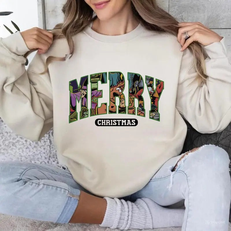 Scooby Doo Merry Christmas Sweatshirt, 90s Movies Sweatshirts, Retro Christmas Movies Sweatshirt, Vintage Christmas Sweatshirts, For Men, For Women