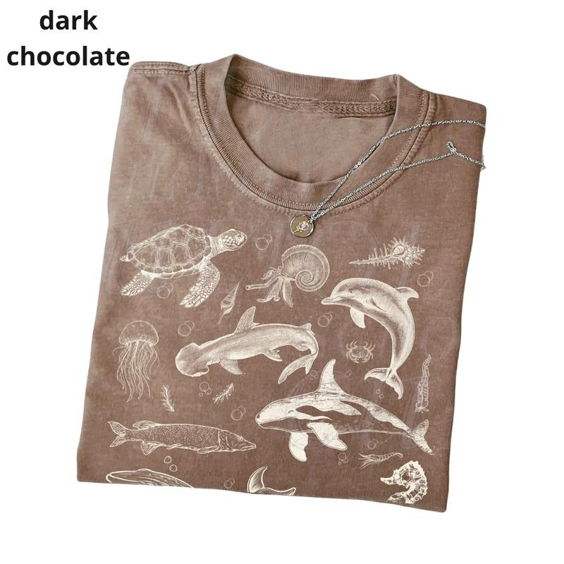 Sea Animals 90s Vintage Style Tshirt, Retro Gildan Y2k Ocean Shirt, Sealife, Whale, Orca, Turtle, Dolphin Shit, Unisex Adult Tee