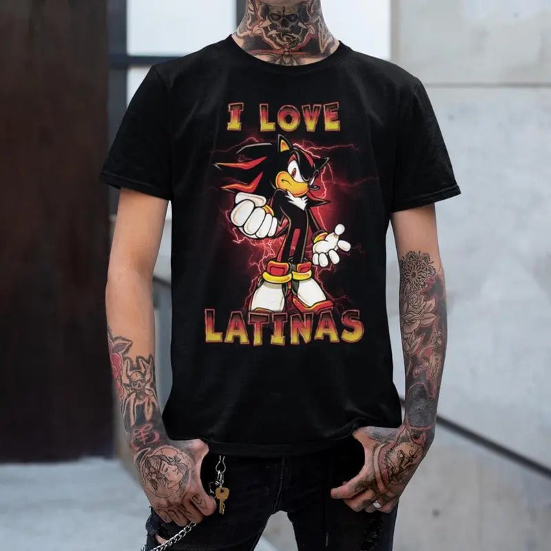 Sh4dow Loves Latinas T-Shirt Unique Vintage Meme Tee, Funny Dumb T-Shirt, Meme Shirt, Menswear Womenswear Streetwear, Graphic Movie Shirt