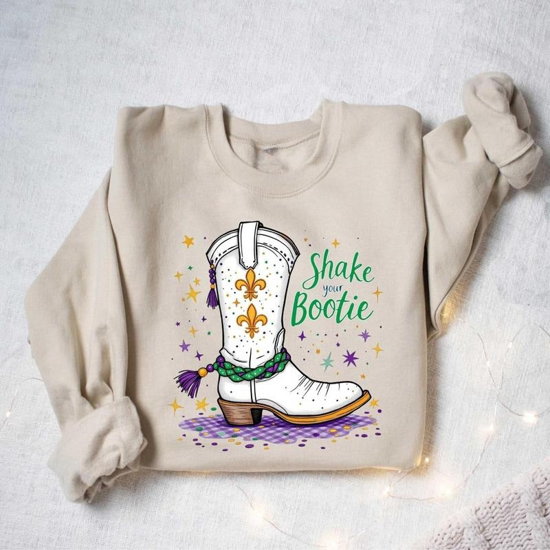 Shake Your Bootie Shirt, Mardi Gras Boots Shirt, Mardi Gras Sweatshirt, Funny Mardi Gras Shirt, Mardi Gras Beads Shirt