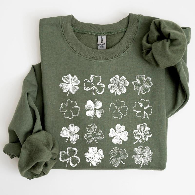 Shamrock Doodles, Retro St Patrick's Day Sweatshirt