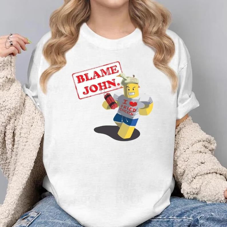 Shedletskyy Blame Johnn T-shirt, Shedletsky Forsaken Tee, Roblox shirt for men, Blame Johnn Shirt, trendy crewneck streetwear, vintage graphic tee