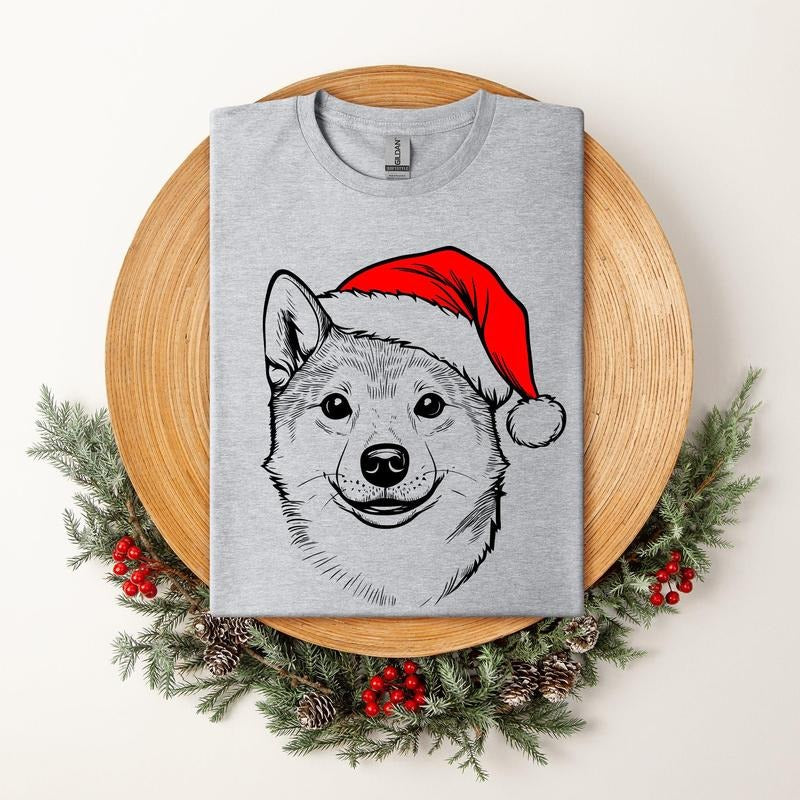Shiba Inu, Santa, Dog, Christmas, Dog Lover, Pet T-Shirt, Soft Style Tee, Women's Graphic Tshirt