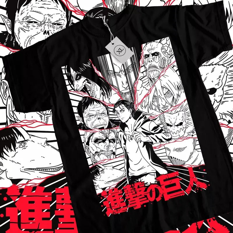 Shingeki No Kyojin T-Shirt Attack on Titan Levi Shirt Anime Aot Manga All Size Unisex Tee