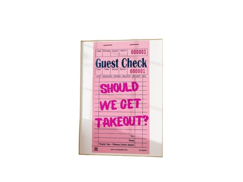 Should We Get Takeout Print Trendy Guest Check Poster, Guest Check Prints, Retro Wall Art, Funny Quotes Print, Girly Decor, Poster Prints No Frame, Home Decoration, Gifts For Birthday
