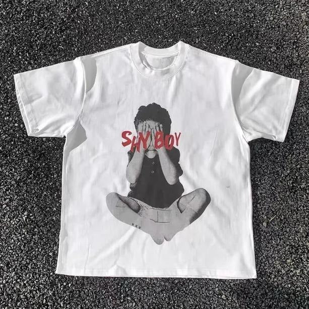 Shy T-Shirt, Unisex Vintage Graphic Tees Gothic Grunge Y2k Emo Scene Amity Affliction Style Clothes Women Streetwear