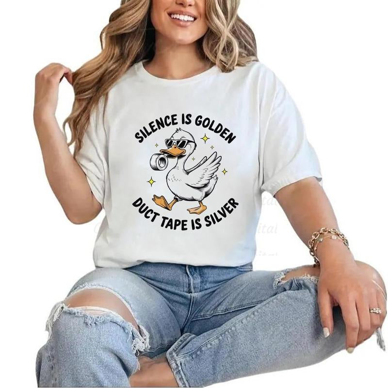 Silence Is Golden Duck Tape Is Silver T-shirt Funny Duck Retro T-Shirt Unisex Hoodie Sweatshirt