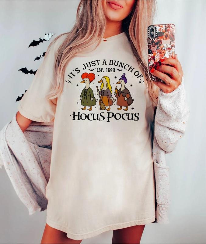 Silly Goose Hocus Pocus Shirt, Retro Halloween Tee, Halloween Goose Shirt, Sanderson Sisters It's Just a Bunch of Hocus Pocus Tee, Witch Goose Shirt