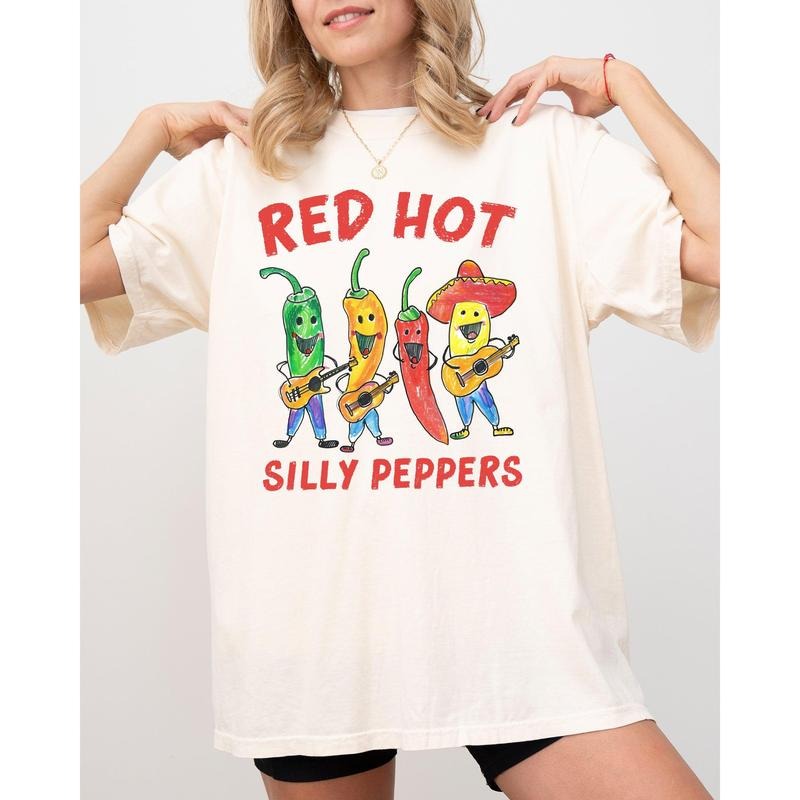 Silly Peppers, Funny, Chili Peppers, Red Hot, Hot Peppers, Aesthetic, Meme, Trendy Shirt, Women's Comfort Color Tee, Tshirt