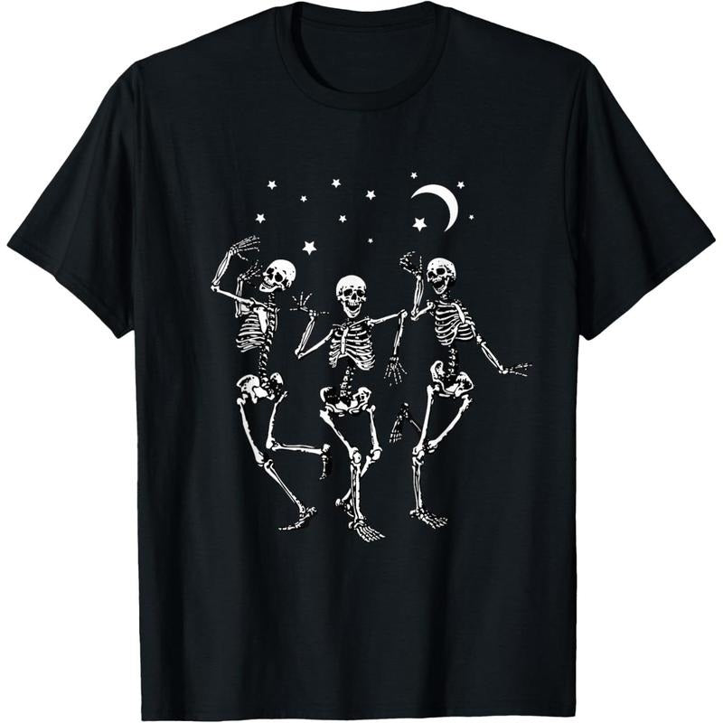 Skeleton Dancing Under The Moon Funny Happy Halloween T-Shirt made in usa