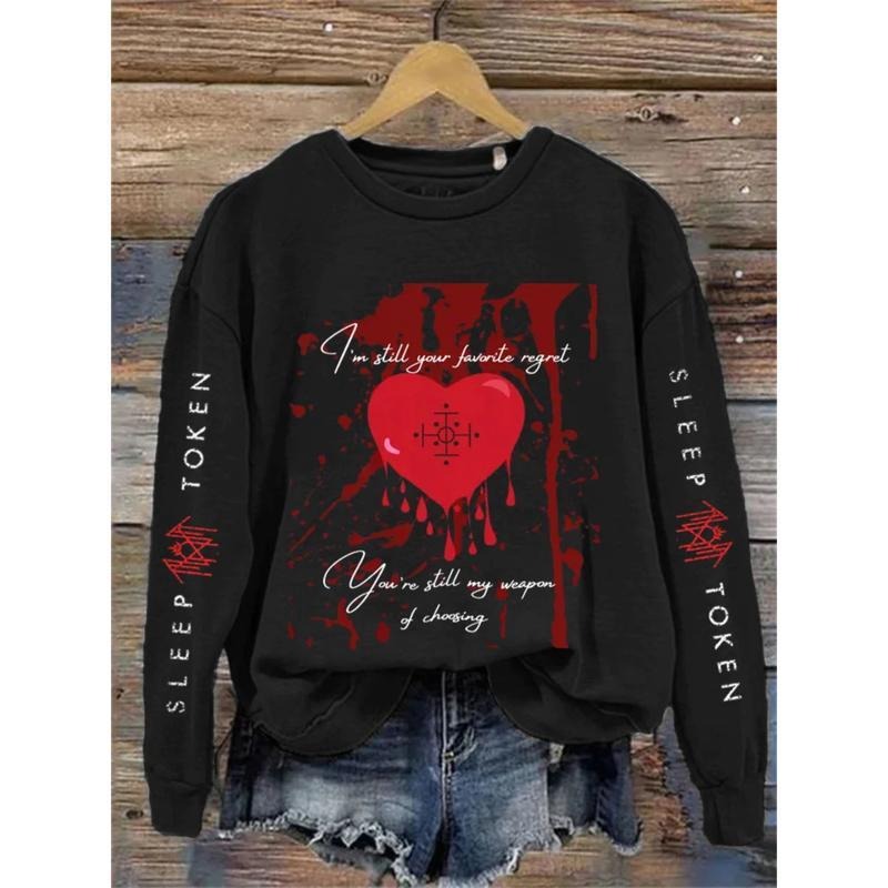 Sleep Token - Retro Heart Print Vintage Sweatshirt - Hoodie, Gift For Fan Sleeves With Designs
