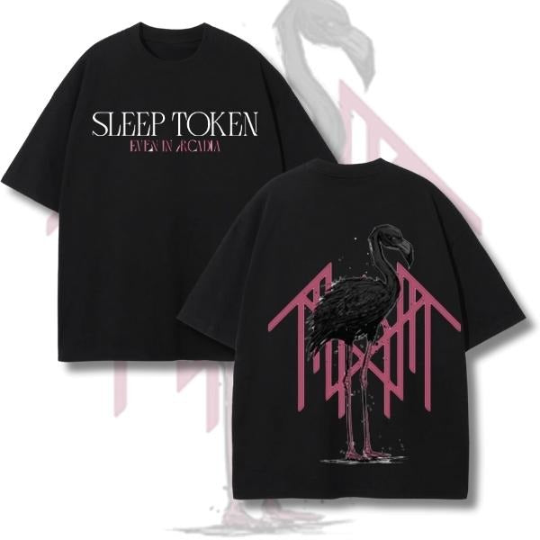 Sleep Token Merch Even In Arcadia Flamingo Logo Vintage Design Tee Two Sides Print T-Shirt, Sweatshirt, Hoodie, Gift For Rock Music Lover