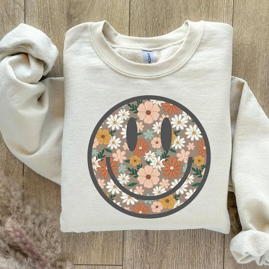 Smiling Face Sweatshirt | Happy Face Crewneck | Be Happy Hoodie and Sweater; T-shirt Cotton Menswear Polyester