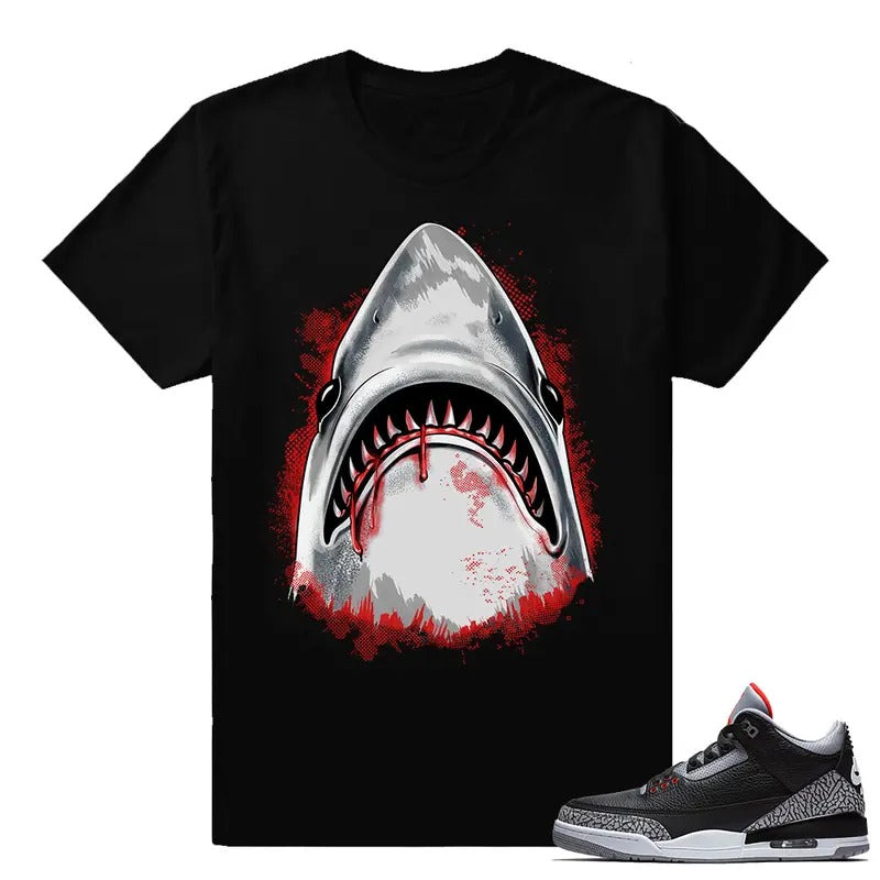 Sneaker T Shirts Jordan 3 Black Cement Sneaker tees Dxpe Shark Collar Fitted