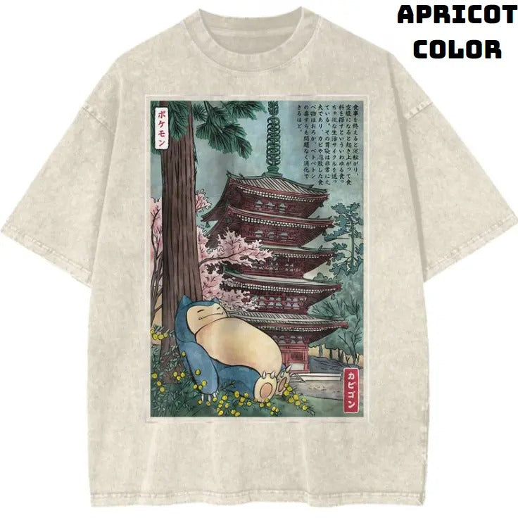 Snorlax Janpanese Vintage Graphic Tees, Snorlax T-Shirt, Pokemon Shirts, Vacation Outfits, Unisex Anime Manga Shirt Top Menswear Womenswear Streetwear