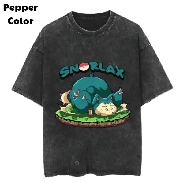 Snorlax Print Vintage Tee, Snorlax T-Shirt, Pokemon Graphic Tees, Pokemon Shirt, Unisex Anime Shirt, Menswear Womenswear Streetwearstyle{n002}3