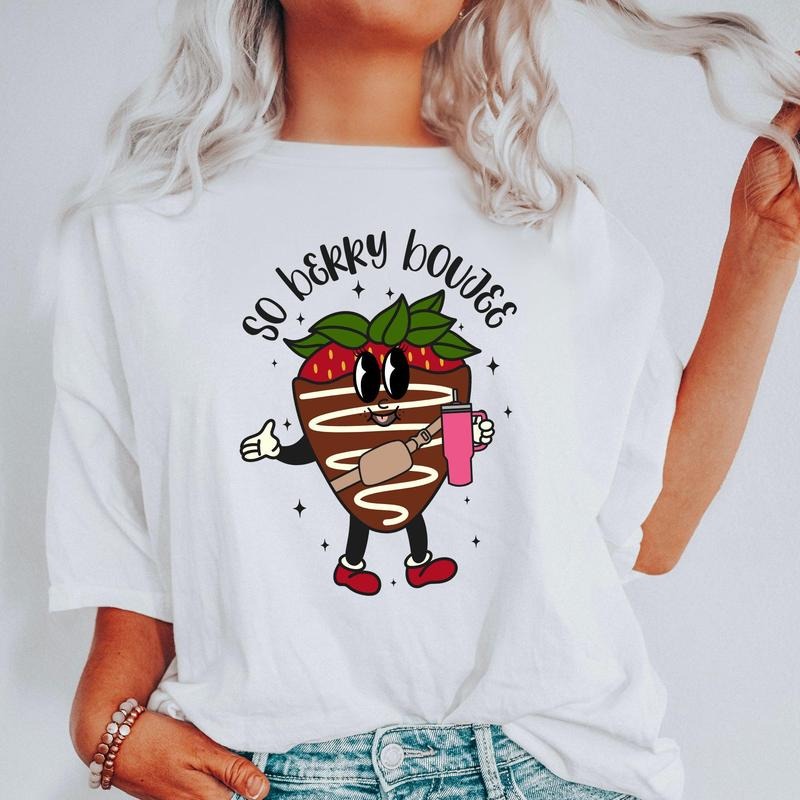 So Berry Boujee, Chocolate Strawberry, Bougie, Comfort Colors Tshirt, Valentine's Day, Valentine's Day Comfort Colors Tshirt, Women's Graphic Tee, Love, Heart, Cupid
