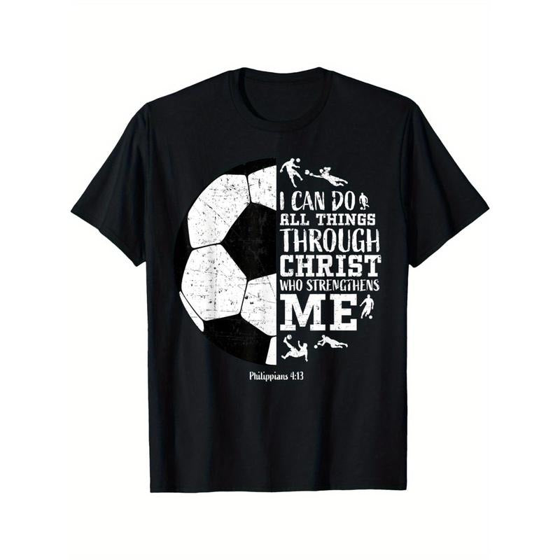 Soccer Gifts Men Women Sayings Christian T-Shirt - 100% Cotton Short Sleeve Tee - Comfortable & Stylish Round Neck - Everyday Fashion made in usa