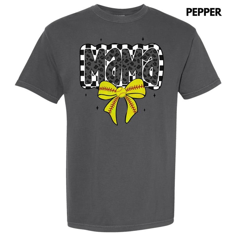 Softball Checkered Mama Comfort Colors T-Shirt 'NLB'