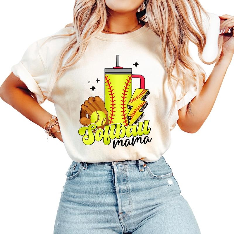 Softball Mama Shirt, Trendy Retro Mom Tee, Mom Baseball Shirt, Funny Baseball Mom Tees, Unisex T-Shirt, Gifts For Mom Mommy From Son Daughter, Short Sleeve Tee Shirt, Presents For Mom, Gifts For Birthday Fit Top