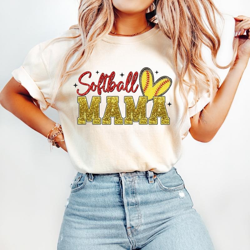 Softball Mama T-Shirt, Softball T-Shirt, Sports T-Shirt, Trendy Retro Mom T-Shirt