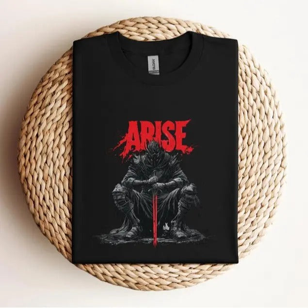Solo Leveling "ARISE" T-Shirt - Igris Fanart - Shadow Monarch Anime Tee - Jinwoo Sung Manhwa Shirt - Dark Fantasy Gamer Merch - Unisex Tee