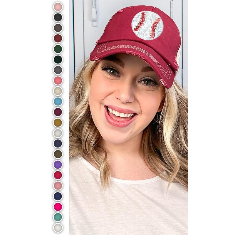 Sparkle Baseball Vintage Hat - Retro Diamond Shine #BaseballVibes #VintageHat #SequinSwing
