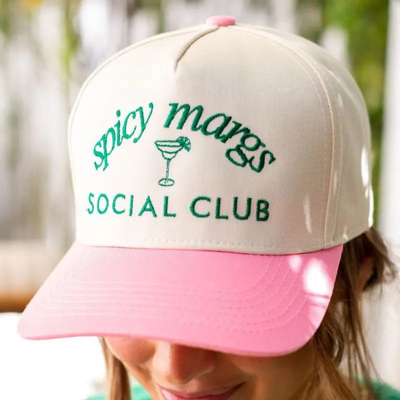 'Spicy Margs Social Club' Snapback Trucker Hat, Embroidery