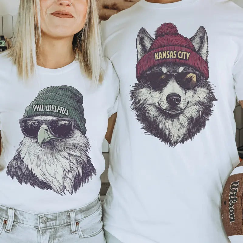 Spirit Animal Football City Graphic Tee City Animal Sports Tshirt Day City Football Top CaSual Game Hometown T-Shirt Comfortable Football tees