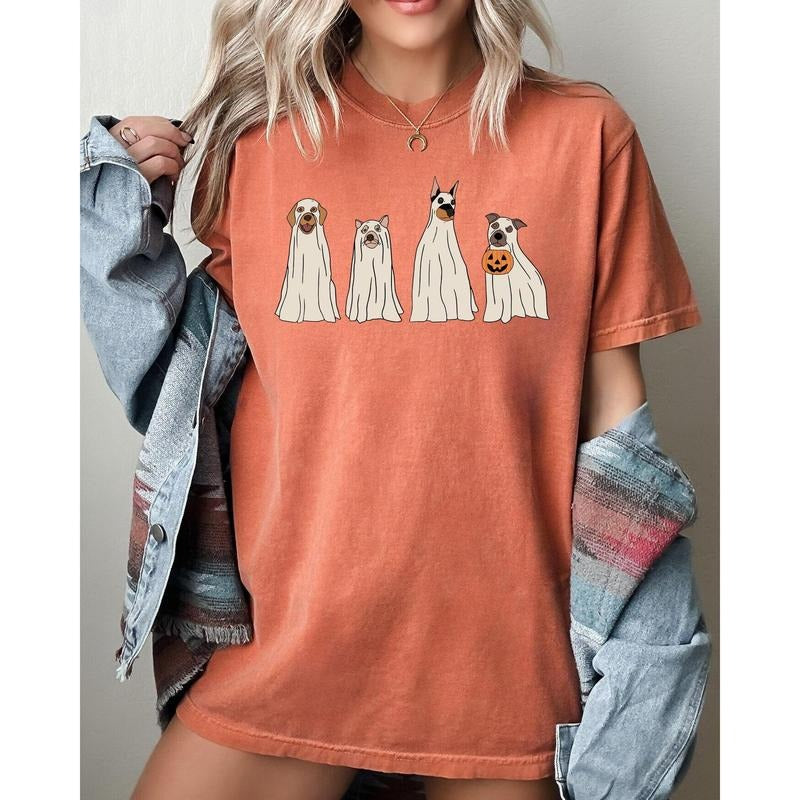 Spooky Ghost Dogs, Bathroom, Funny, Witch, Aesthetic, Meme, Halloween, Spooky, Costume, Tshirt, Women's, Comfort Colors Tee, Spooky, Tshirt, Witch, Pumpkin, Ghost, Skeleton