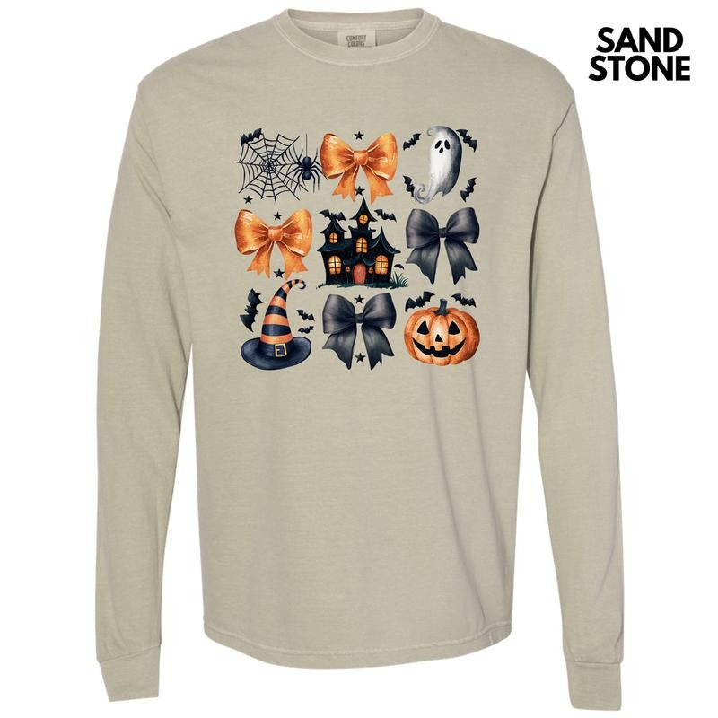Spooky Halloween Collage Long Sleeve Comfort Colors T-Shirt 'NLB'