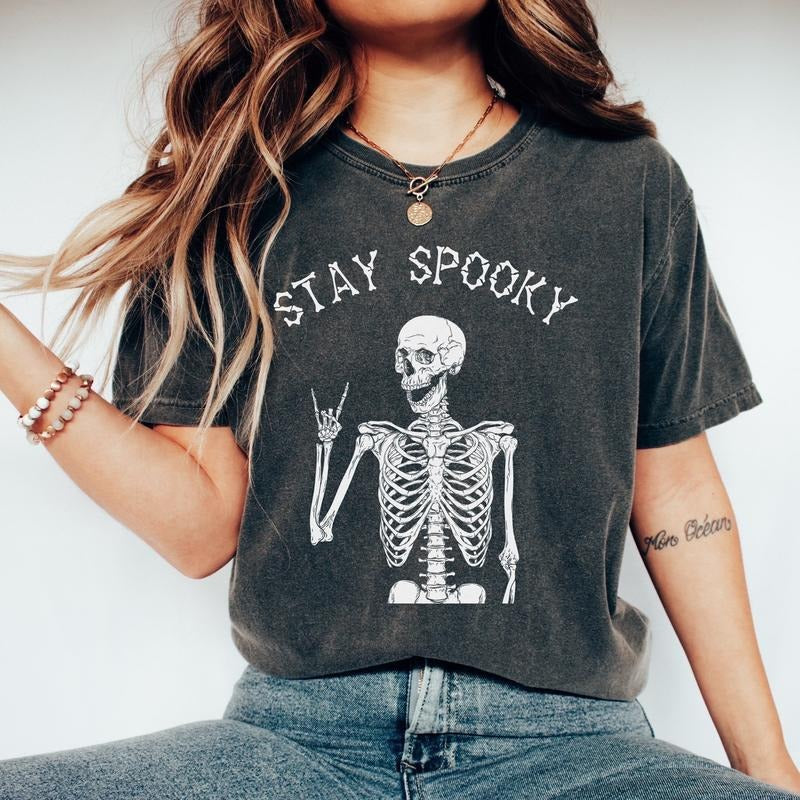 Spooky Shirt, Halloween Comfort Colors Shirt, Stay Spooky T-Shirt, Halloween Skeleton t-shirt, Retro Halloween tee, Spooky Halloween shirt