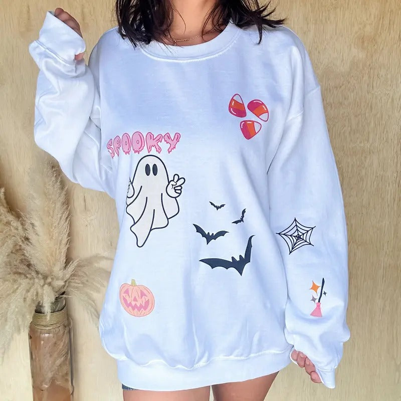 Spooky Sticker Trend Graphic Sweatshirt