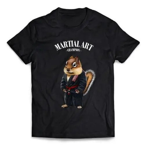 Squirrel Chipmunk Sensei in Black Judogi Karate Martial Art Champion - Short-Sleeve Unisex T-Shirt Made in USA