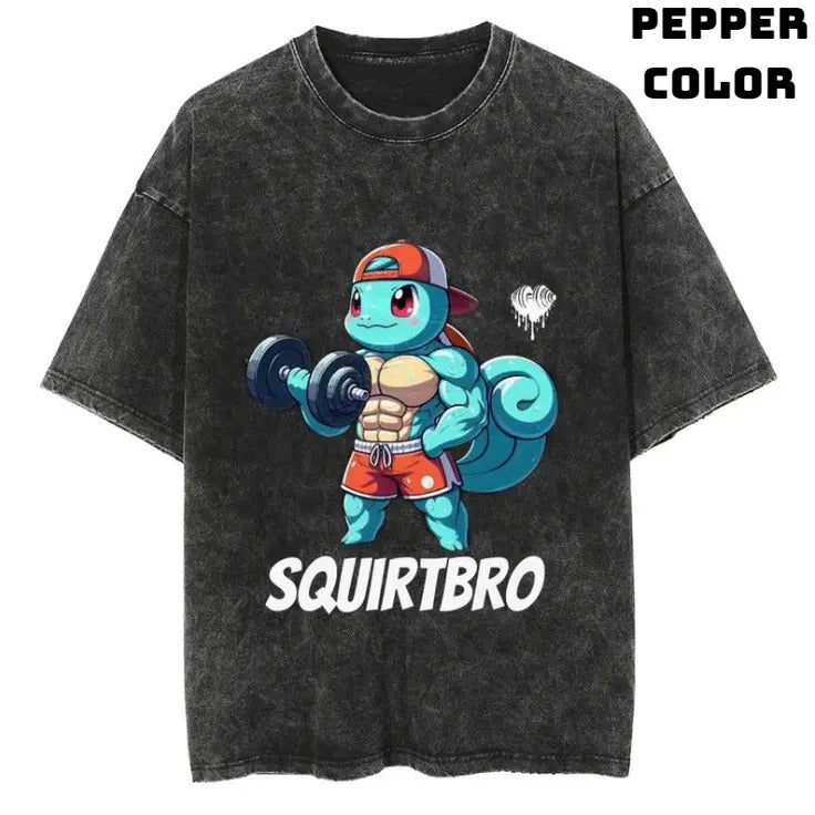 Squirtbro Vintage Graphic Tees, Squirtle T-Shirt, Pokemon Gym Shirts, Pokemon Stuff, Unisex Anime Manga Shirt Top Menswear Womenswear Streetwear
